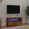 vidaXL Meuble TV avec lumi&egrave;res LED vieux bois bois d'ing&eacute;nierie