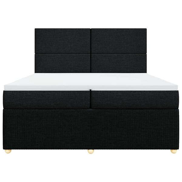 vidaXL Sommier &agrave; lattes de lit avec matelas Noir 200x200 cm Tissu