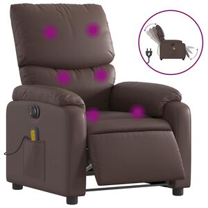 vidaXL Fauteuil de massage inclinable &eacute;lectrique marron similicuir