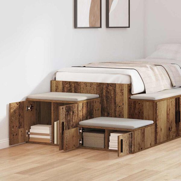 vidaXL Armoire de rangement 2 pcs Bois ancien 118 x 41 x 40 cm