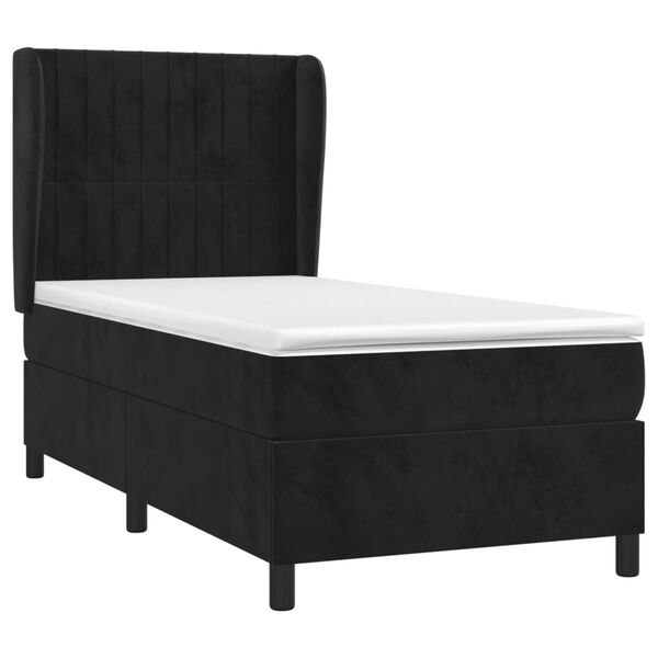 vidaXL Sommier &agrave; lattes de lit avec matelas Noir 90x190 cm Velours