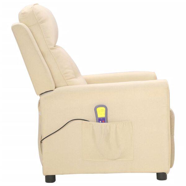 vidaXL Fauteuil de massage Crème Tissu