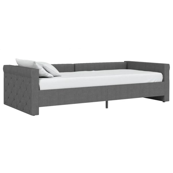 vidaXL Lit avec matelas et &eacute;clairage USB Gris fonc&eacute; Tissu 90x200 cm
