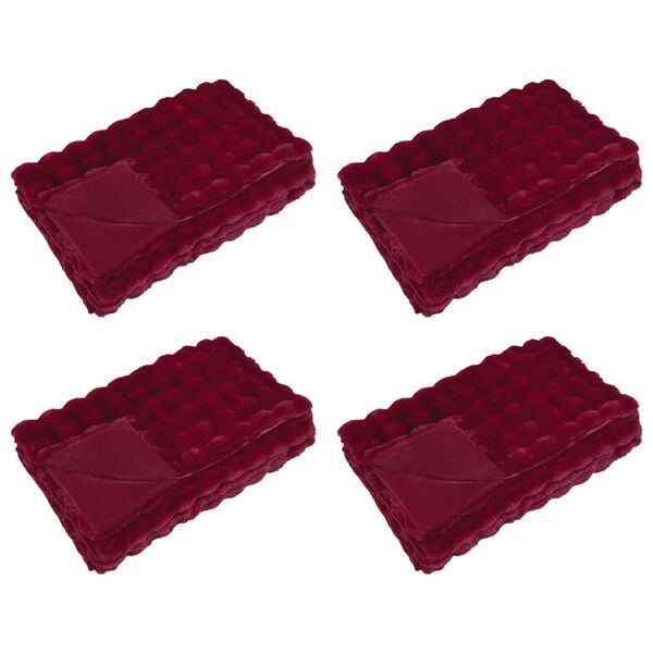vidaXL Couverture en Fourrure de Lapin Synth&eacute;tique Olite 4 pcs