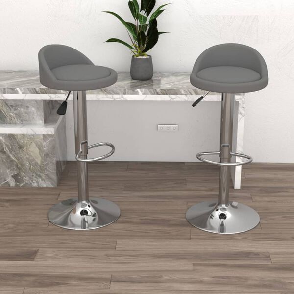 vidaXL Tabourets de bar lot de 2 gris similicuir