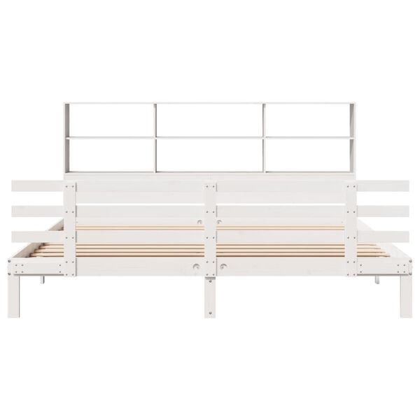 vidaXL Lit bibliothèque sans matelas blanc 180x200 cm bois pin massif