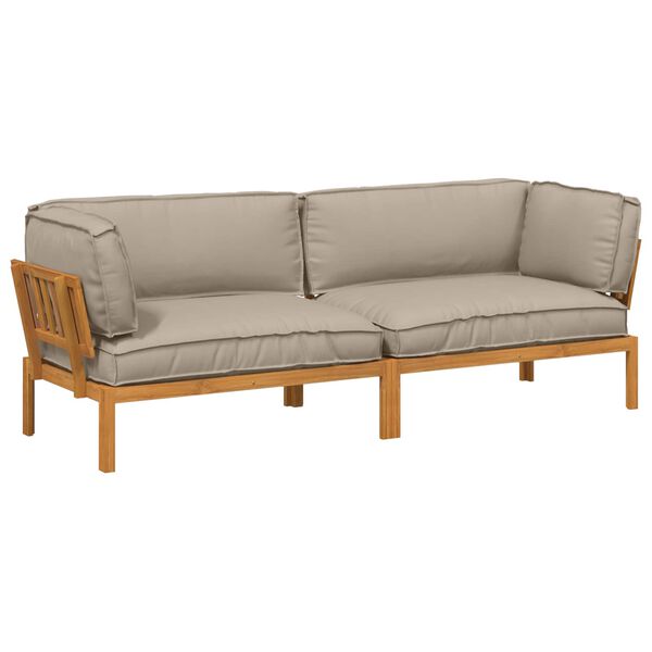 vidaXL Ensemble de Canap&eacute;s Uni 2 pcs Taupe Bois d'Acacia Massif