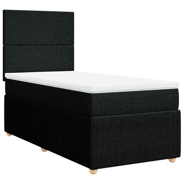 vidaXL Sommier &agrave; lattes de lit avec matelas Noir 100x200 cm Tissu