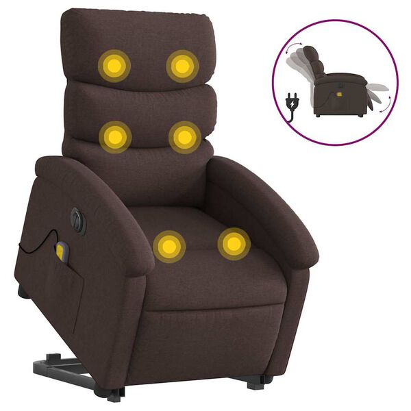 vidaXL Fauteuil inclinable de massage électrique Marron foncé Tissu