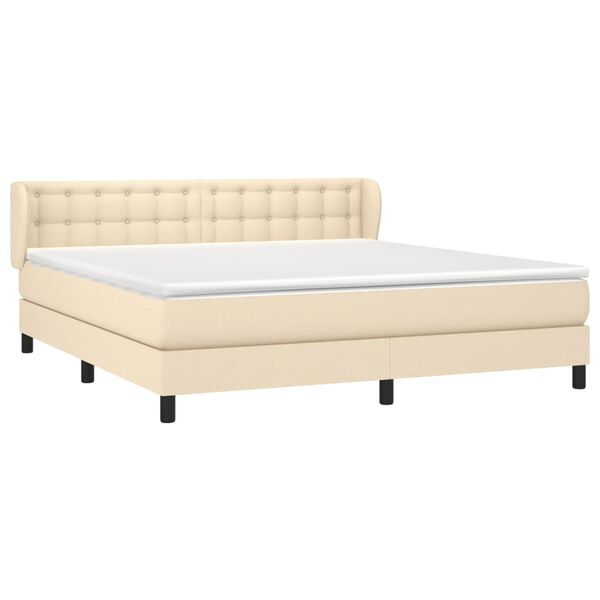 vidaXL Sommier &agrave; lattes de lit avec matelas Cr&egrave;me 160x200 cm Tissu