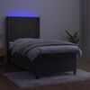 vidaXL Sommier &agrave; lattes de lit matelas LED Gris fonc&eacute; 90x190cm Velours