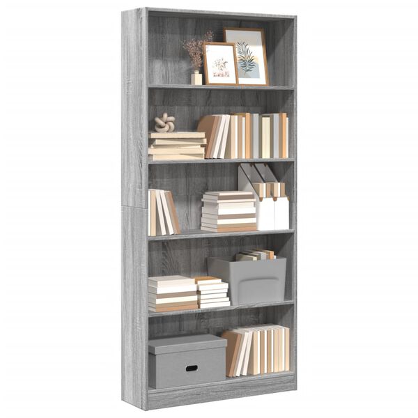 vidaXL Biblioth&egrave;que sonoma gris 80x24x176 cm bois d'ing&eacute;nierie