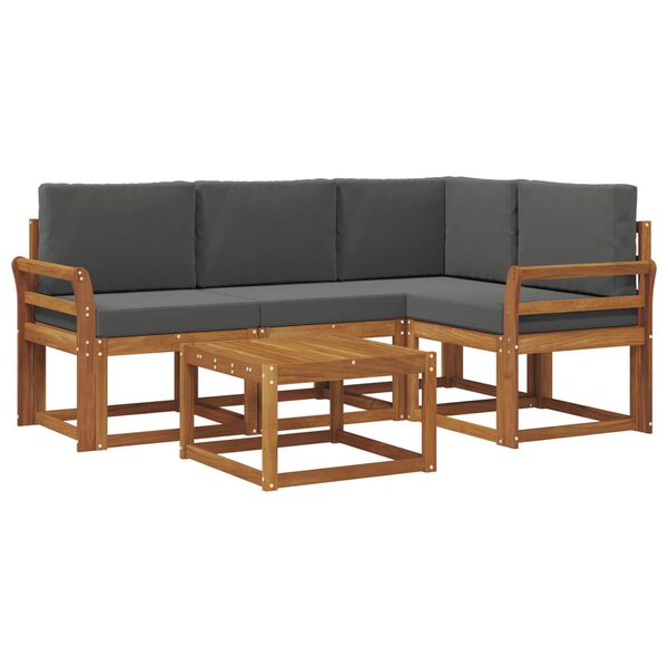 vidaXL Ensemble de canap&eacute;s d'ext&eacute;rieur 5 pcs Naturel et Anthracite