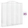 vidaXL Paniers &agrave; gabions arqu&eacute;s 5 pcs 200x30x200/220 cm fer galvanis&eacute;