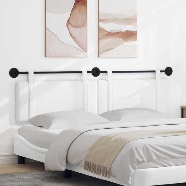 vidaXL T&ecirc;te de lit suspendue Montage mural Blanc 170 x 55 x 5 cm tissu