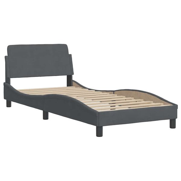 vidaXL Cadre de lit sans matelas gris fonc&eacute; 90x200 cm velours