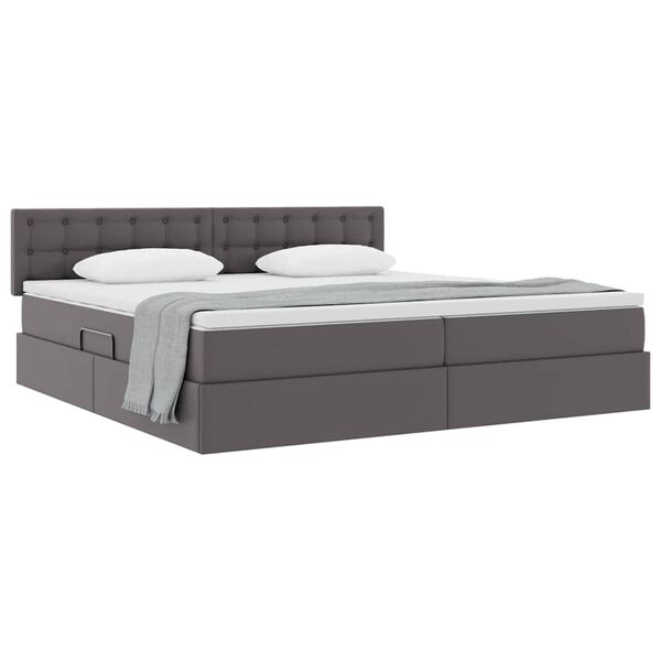 vidaXL Lit avec rangement et matelas Gris 200 x 200 cm Simili cuir