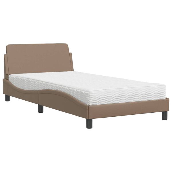 vidaXL Lit avec matelas Dover cappuccino 100x200 cm similicuir