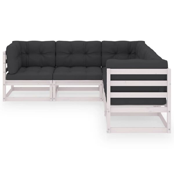 vidaXL Salon de jardin 5 pcs avec coussins Bois de pin massif