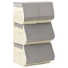 vidaXL Bo&icirc;tes de rangement empilables 4 pcs Tissu Gris et cr&egrave;me