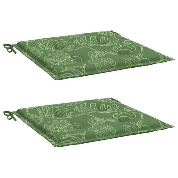vidaXL Coussins de chaise lot de 2 motif de feuilles 40x40x4 cm tissu