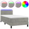vidaXL Sommier &agrave; lattes de lit avec matelas et LED Gris clair 90x200cm