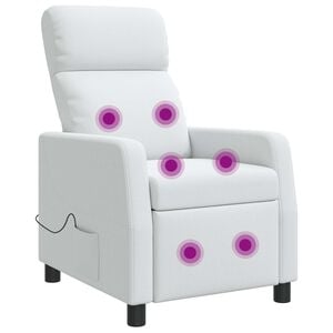 vidaXL Fauteuil de massage inclinable Blanc Tissu