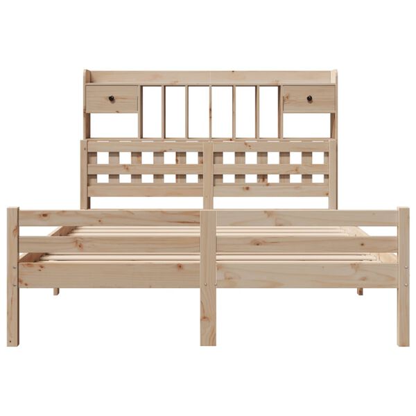 vidaXL Lit biblioth&egrave;que sans matelas 140x190 cm bois de pin massif