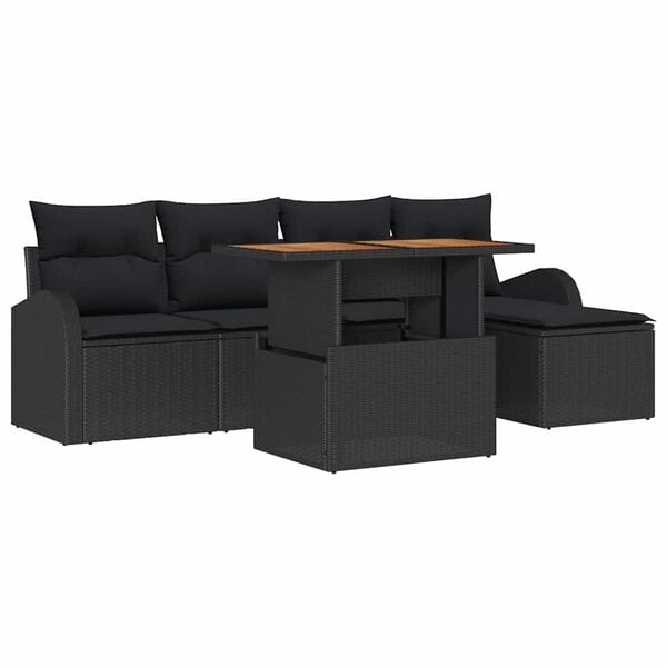 vidaXL Ensemble de canapé de jardin avec coussin 6 pcs Noir