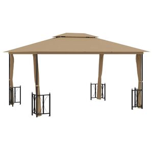 vidaXL Tonnelle avec parois et toit double 3x4 m Taupe
