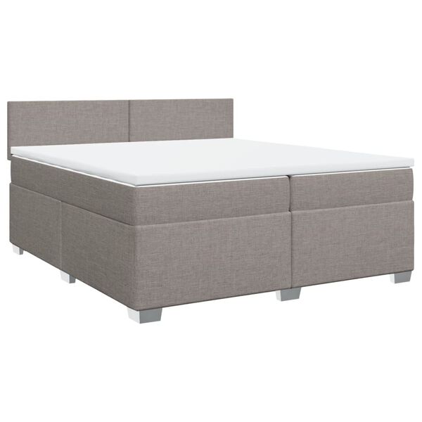 vidaXL Sommier &agrave; lattes de lit avec matelas Taupe 200x200 cm Tissu