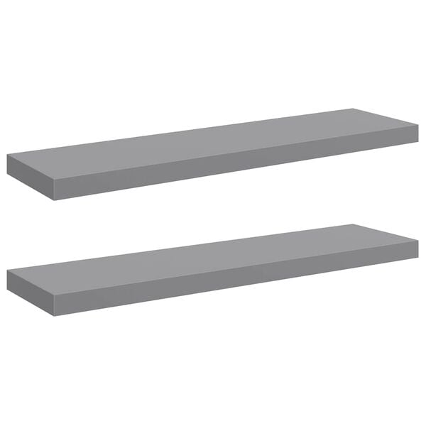vidaXL &Eacute;tag&egrave;res murales flottantes 2 pcs gris 90x23,5x3,8 cm MDF