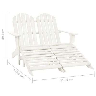 vidaXL Chaise de jardin Adirondack 2 places et repose-pied sapin blanc