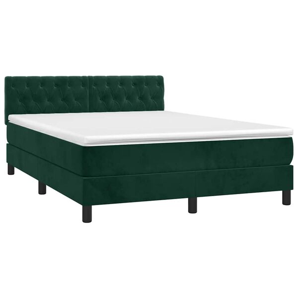 vidaXL Sommier &agrave; lattes de lit avec matelas LED Vert fonc&eacute; 140x190 cm
