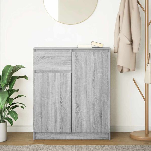 vidaXL Buffet avec tiroir sonoma gris 71x35x84 cm bois d'ing&eacute;nierie