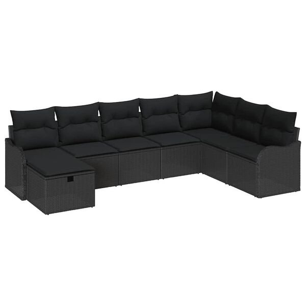 vidaXL Ensemble de Canapés avec coussin avec stockage Noir polyrotin