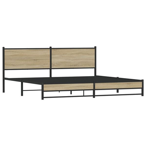 vidaXL Cadre de lit en m&eacute;tal sans matelas ch&ecirc;ne sonoma 200x200 cm