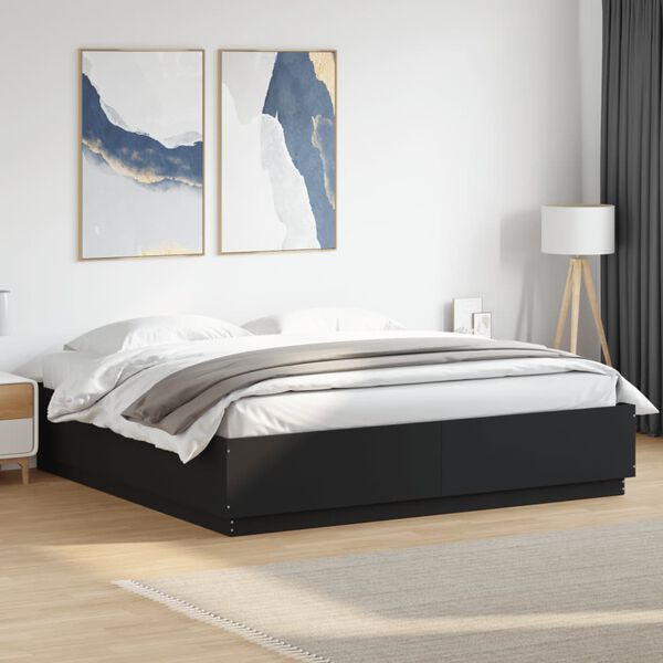 vidaXL Cadre de lit avec LED sans matelas noir 200x200 cm