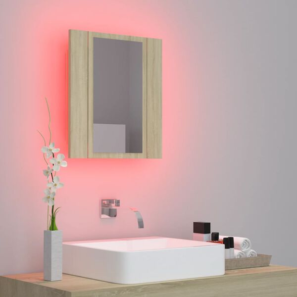 vidaXL Armoire à miroir LED de bain Chêne sonoma 40x12x45 cm Acrylique