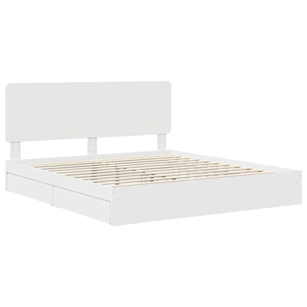 vidaXL Lit de Rangement Blanc 200 x 200 cm Bois d'ing&eacute;nierie