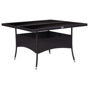 vidaXL Table &agrave; d&icirc;ner d'ext&eacute;rieur Noir R&eacute;sine tress&eacute;e et verre