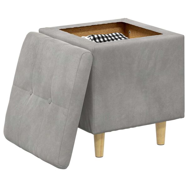 vidaXL Pouf de rangement Gris clair 40 x 40 x 45 cm Velours