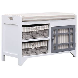 vidaXL Banc d'entr&eacute;e Blanc 70 x 33,5 x 45 cm Bois de Paulownia
