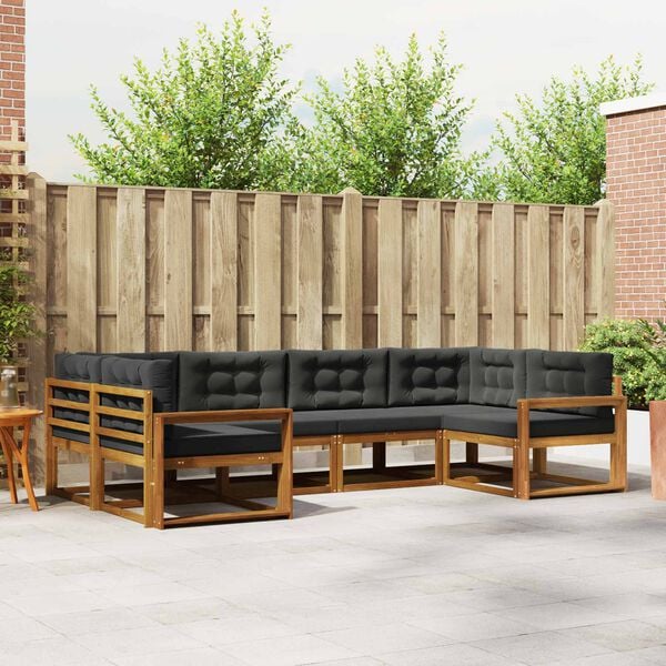 vidaXL Ensemble de canap&eacute;s d'ext&eacute;rieur 6 pcs Naturel et Anthracite