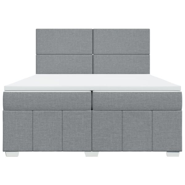 vidaXL Sommier &agrave; lattes de lit avec matelas Gris clair 200x200cm Tissu