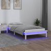 vidaXL Cadre de lit à LED sans matelas blanc 75x190 cm bois massif