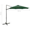 vidaXL Parasol de jardin en porte-&agrave;-faux et m&acirc;t et lumi&egrave;res LED vert