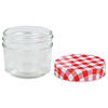 vidaXL 24 pcs Pots &agrave; confiture Couvercles blanc et rouge Verre 110 ml