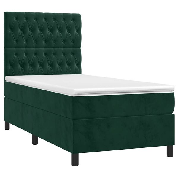 vidaXL Sommier &agrave; lattes de lit matelas et LED Vert fonc&eacute; 100x200 cm