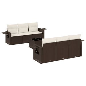 vidaXL Salon de jardin avec coussins 7 pcs marron r&eacute;sine tress&eacute;e